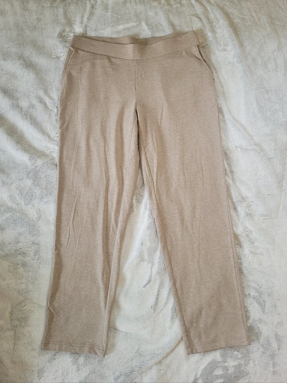 Pure Jill Womens XL Affinity French Terry Slim Leg Beige Pants 31.5